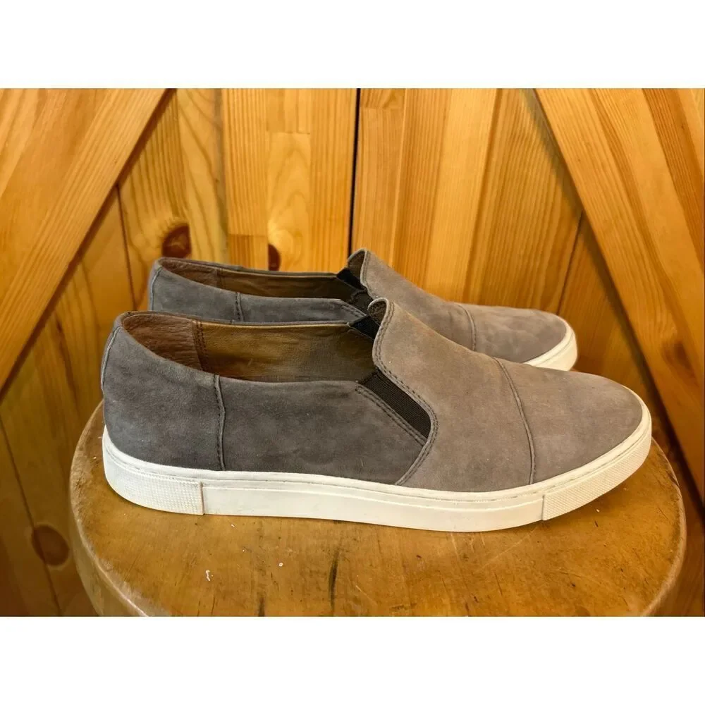 Frye Gemma Cap Tan/Grey Suede Slip-On Sneakers Taupe Size 8M